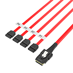 Mini SAS SFF-8087 36P转4SATA 7P 服务器硬盘数据线红色