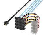 MiniSAS HD SFF-8643转4SFF-8482带大4P电源 服务器硬盘数据线
