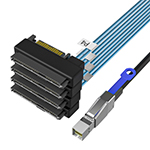 Mini SAS HD SFF-8644转SAS 4SFF-8482+15P一体式服务器硬盘数据线