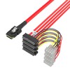 Mini SAS SFF-8087转4SFF-8482带大4Pin电源 服务器线红色